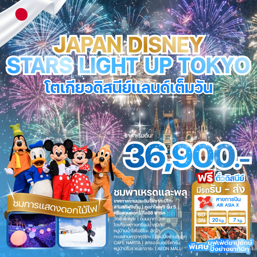 ทัวร์ญี่ปุ่น JAPAN DISNEY STARS LIGHT UP TOKYO 6วัน 3คืน (XJ)
